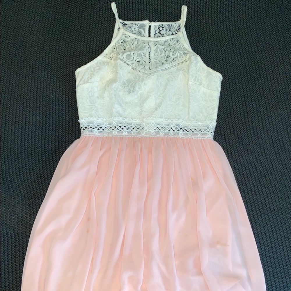 pink and white dress